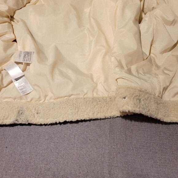 Levi's Relaxed Jacket Mens Adult XL Cream Sherpa Fleece Blue Denim Arms Trucker - Picture 15 of 16